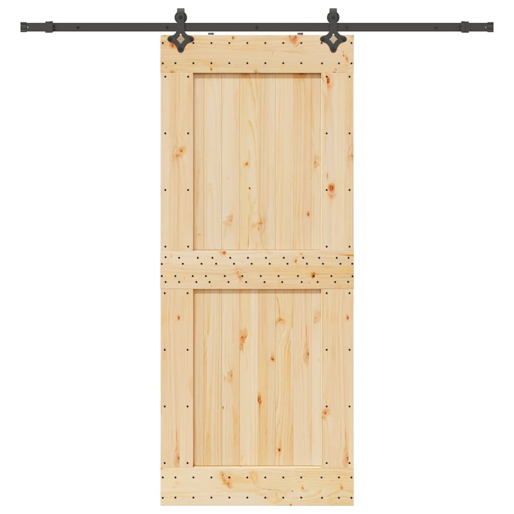 Sliding Door with Hardware Set 95x210 cm Solid Wood Pine