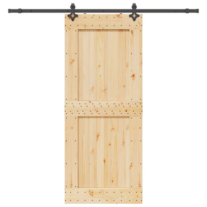 Sliding Door with Hardware Set 95x210 cm Solid Wood Pine
