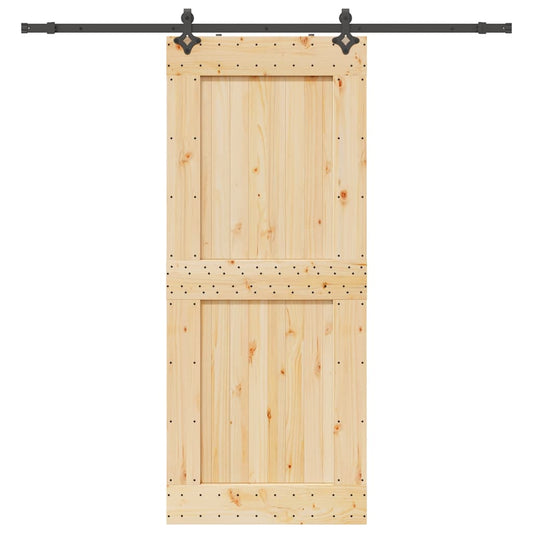Sliding Door with Hardware Set 95x210 cm Solid Wood Pine