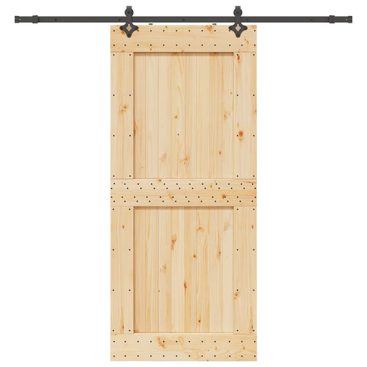 Sliding Door with Hardware Set 100x210 cm Solid Wood Pine
