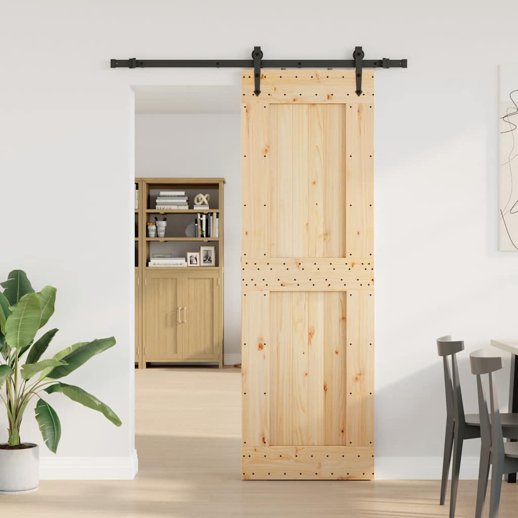 Sliding Door with Hardware Set 70x210 cm Solid Wood Pine