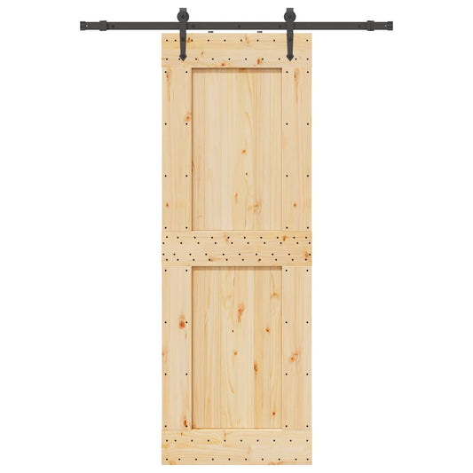 Sliding Door with Hardware Set 80x210 cm Solid Wood Pine