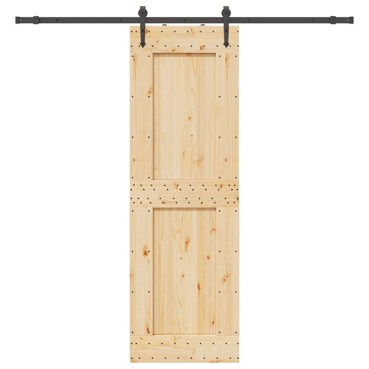 Sliding Door with Hardware Set 70x210 cm Solid Wood Pine