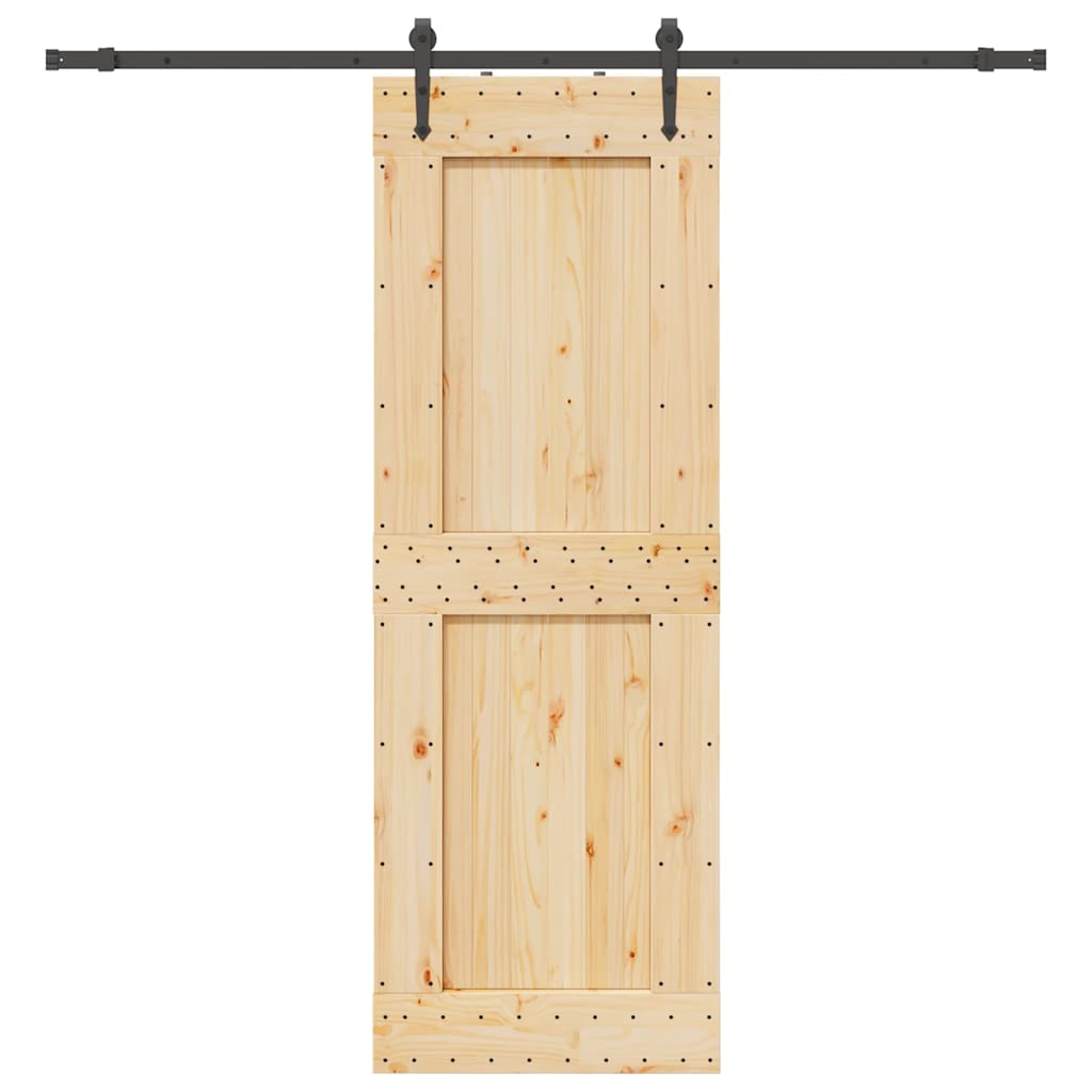 Sliding Door with Hardware Set 80x210 cm Solid Wood Pine
