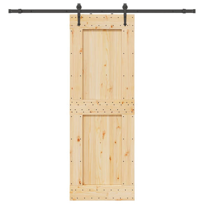 Sliding Door with Hardware Set 80x210 cm Solid Wood Pine