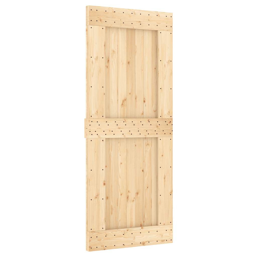 Sliding Door with Hardware Set 85x210 cm Solid Wood Pine