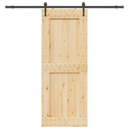 Sliding Door with Hardware Set 90x210 cm Solid Wood Pine