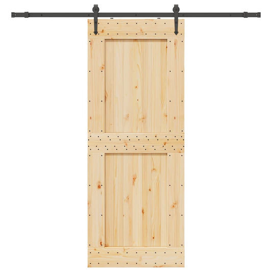 Sliding Door with Hardware Set 90x210 cm Solid Wood Pine