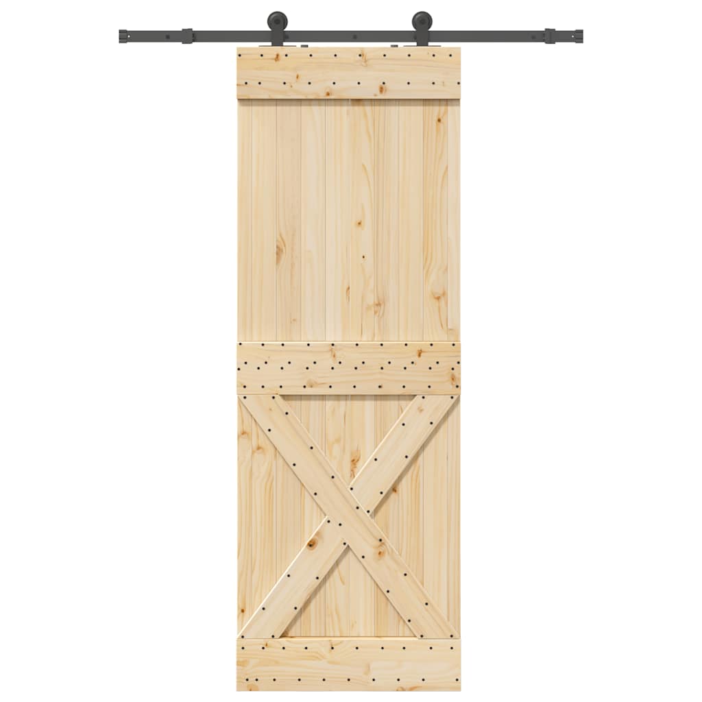 Sliding Door with Hardware Set 80x210 cm Solid Wood Pine