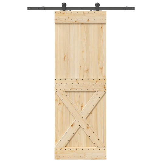 Sliding Door with Hardware Set 80x210 cm Solid Wood Pine