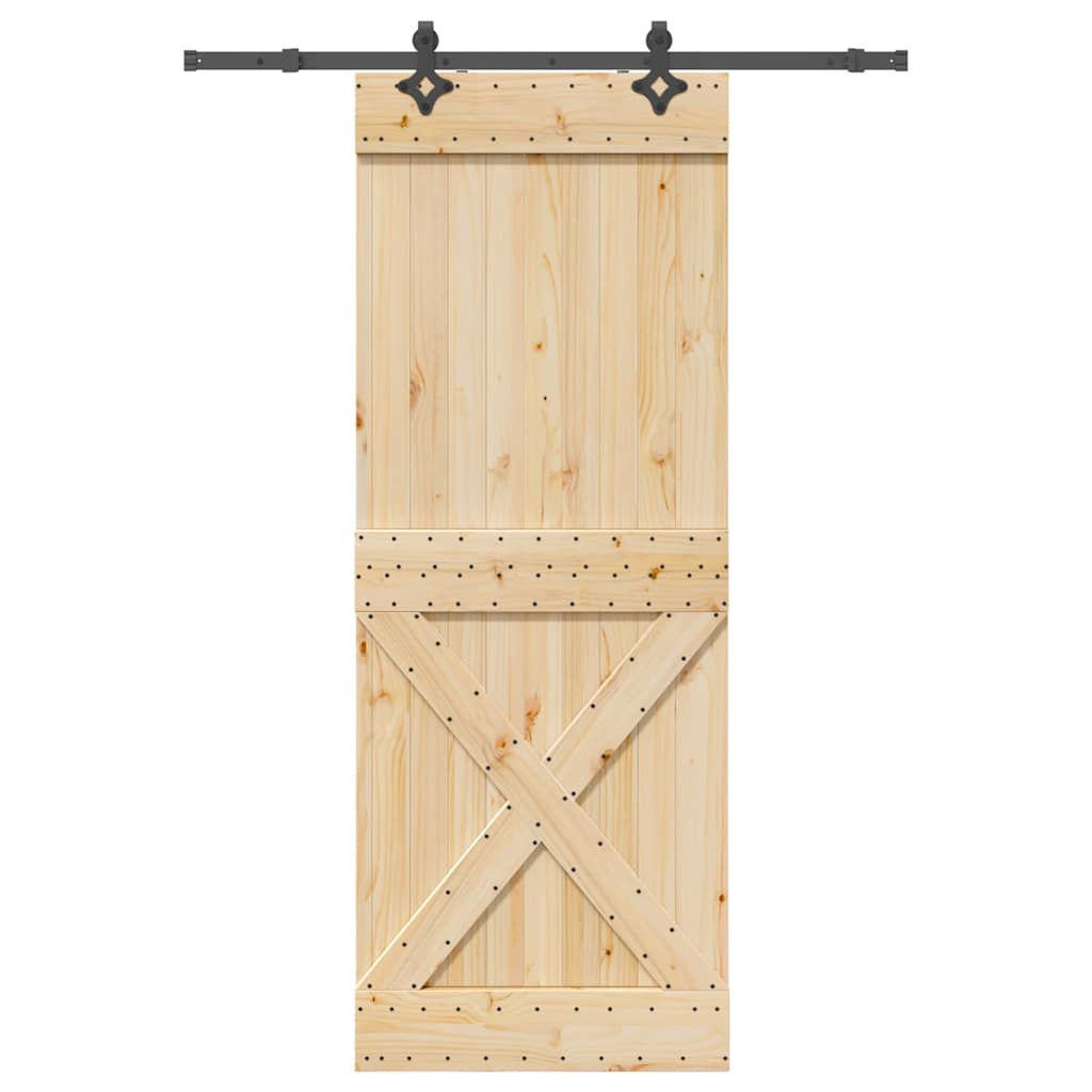 Sliding Door with Hardware Set 85x210 cm Solid Wood Pine