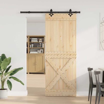 Sliding Door with Hardware Set 85x210 cm Solid Wood Pine
