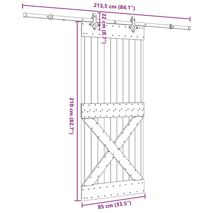 Sliding Door with Hardware Set 85x210 cm Solid Wood Pine