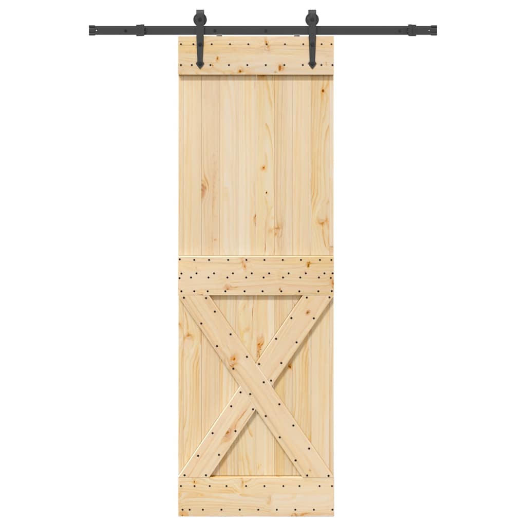 Sliding Door with Hardware Set 70x210 cm Solid Wood Pine