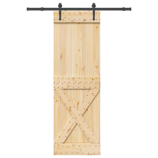 Sliding Door with Hardware Set 70x210 cm Solid Wood Pine