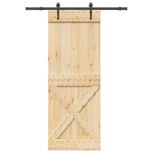 Sliding Door with Hardware Set 85x210 cm Solid Wood Pine
