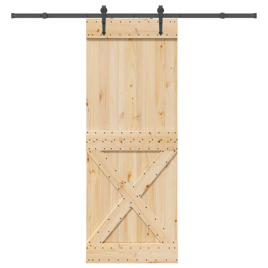 Sliding Door with Hardware Set 85x210 cm Solid Wood Pine