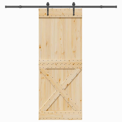Sliding Door with Hardware Set 90x210 cm Solid Wood Pine