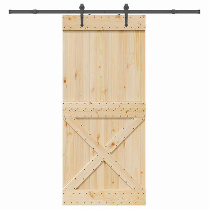Sliding Door with Hardware Set 100x210 cm Solid Wood Pine