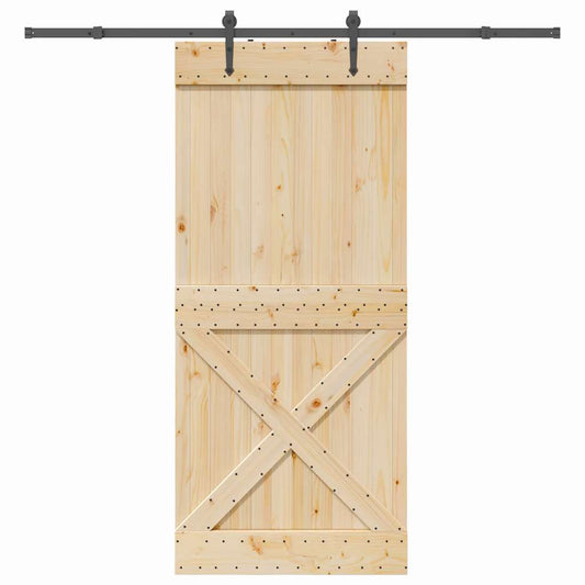 Sliding Door with Hardware Set 100x210 cm Solid Wood Pine