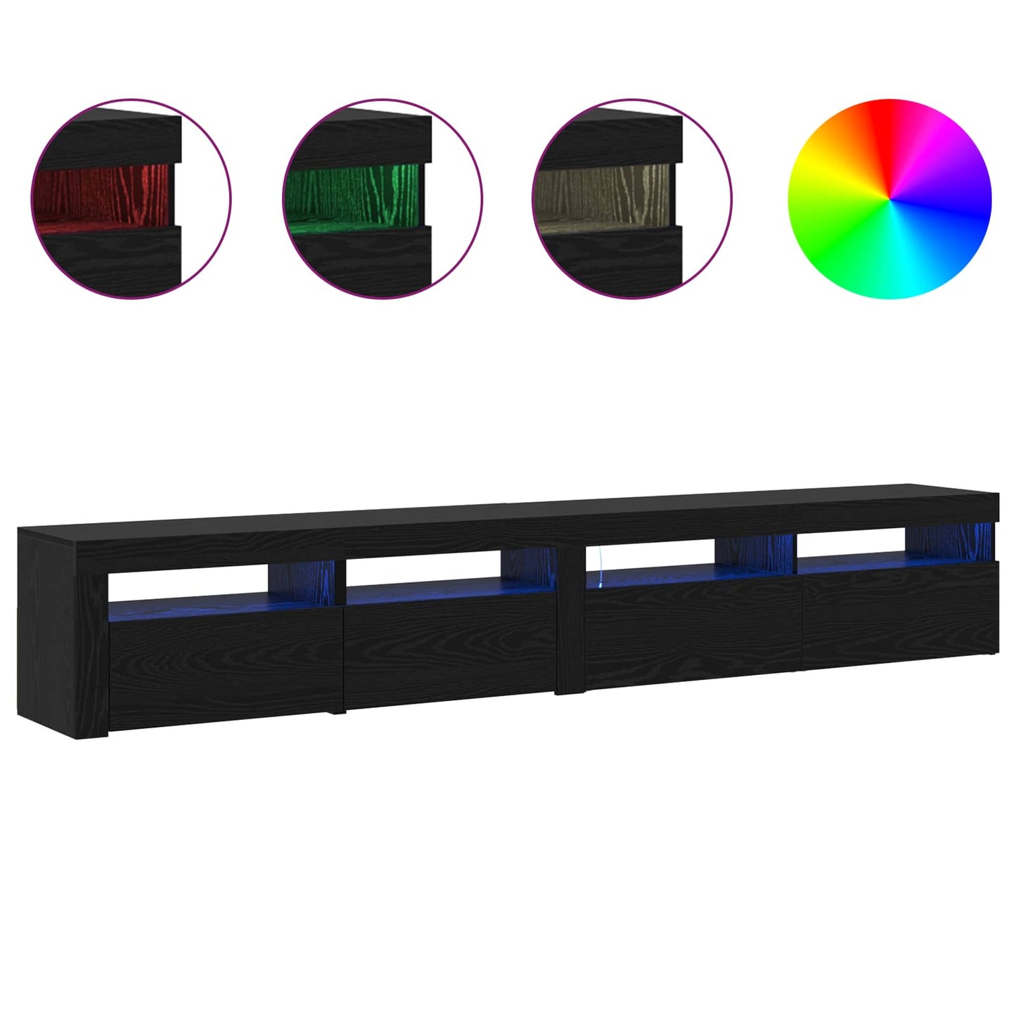 TV Cabinet 2 pcs Black Oak 240 x 35 x 40 cm Engineered Wood