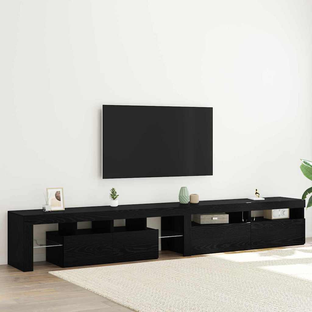 TV Cabinet 3 pcs Black Oak 260 x 37 x 40 cm Engineered Wood