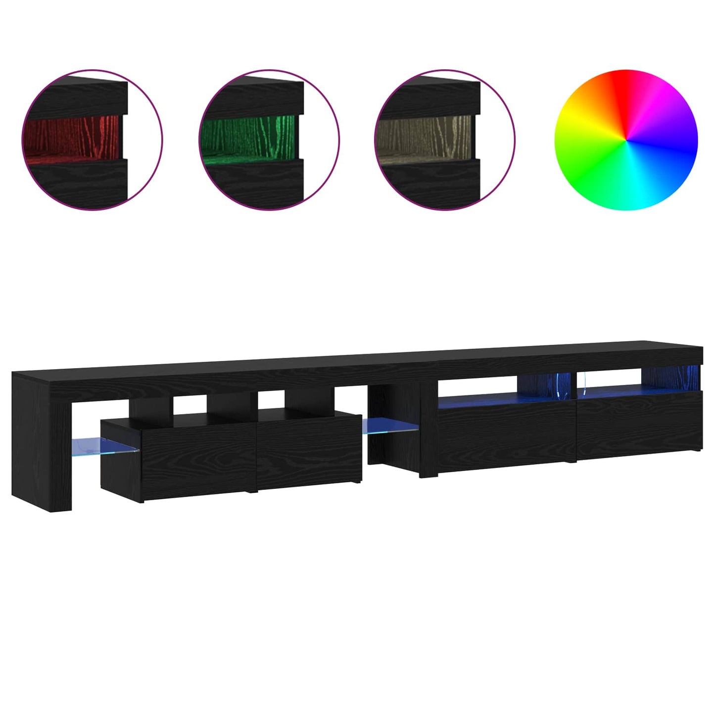 TV Cabinet 3 pcs Black Oak 260 x 37 x 40 cm Engineered Wood