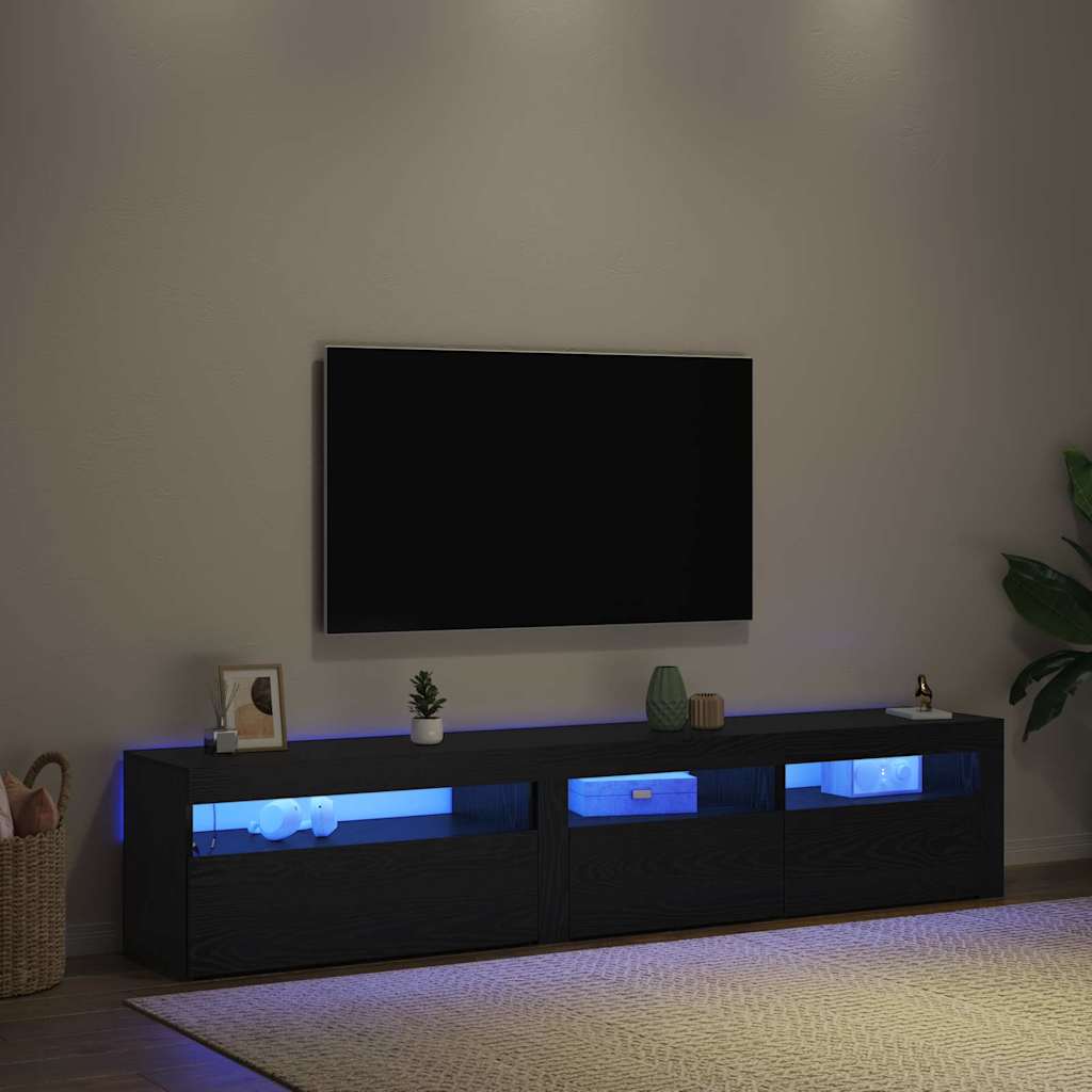 TV Cabinet 2 pcs Black Oak 195 x 35 x 40 cm Engineered Wood