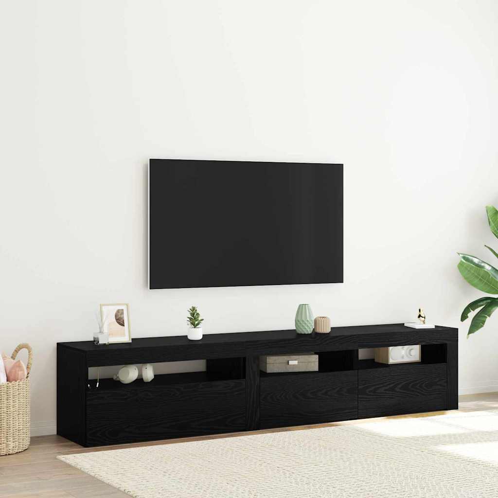 TV Cabinet 2 pcs Black Oak 195 x 35 x 40 cm Engineered Wood