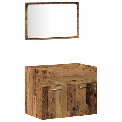 Bathroom Furniture Set with Door 3 pcs Old Wood Engineered Wood