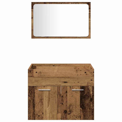 Bathroom Furniture Set with Door 3 pcs Old Wood Engineered Wood