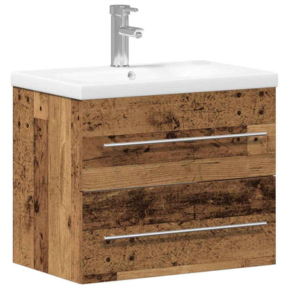 Bathroom Sink Cabinet with Drawer Wall-mounted 2 pcs Old Wood