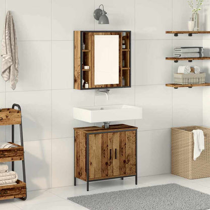 Bathroom Furniture Set with Shelf 2 pcs Brown Engineered wood