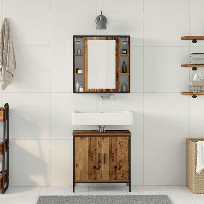 Bathroom Furniture Set with Shelf 2 pcs Brown Engineered wood