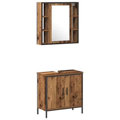 Bathroom Furniture Set with Shelf 2 pcs Brown Engineered wood