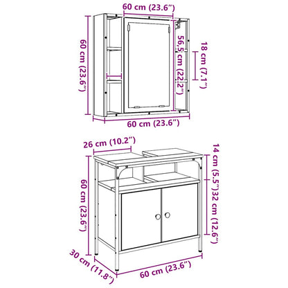 Bathroom Furniture Set with Shelf 2 pcs Brown Engineered wood