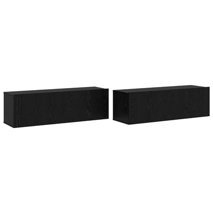 TV Cabinet Set Wall-mounted 3 pcs Black Oak Engineered Wood