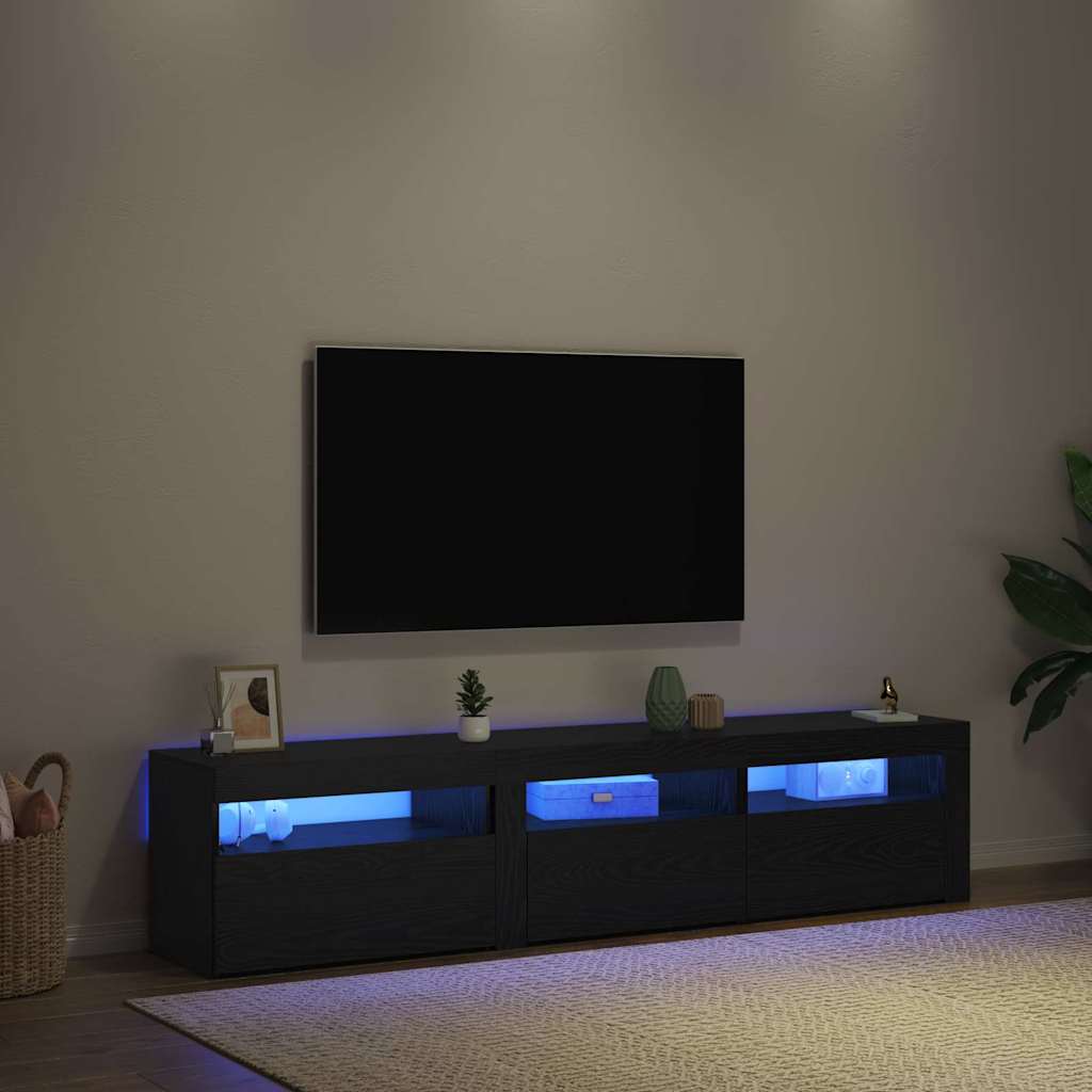TV Cabinet 2 pcs Black Oak 180 x 35 x 40 cm Engineered Wood