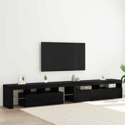 TV Cabinet 2 pcs Black Oak 260 x 37 x 40 cm Engineered Wood