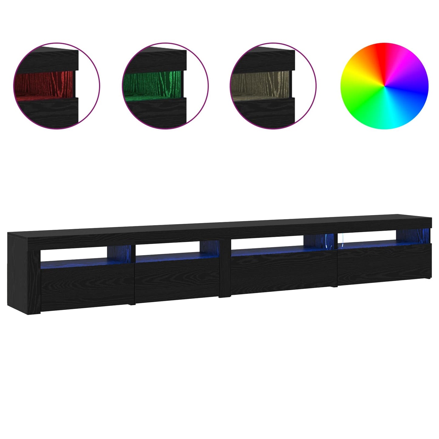 TV Cabinet Set 3 pcs Black Oak 270 x 35 x 40 cm Engineered Wood