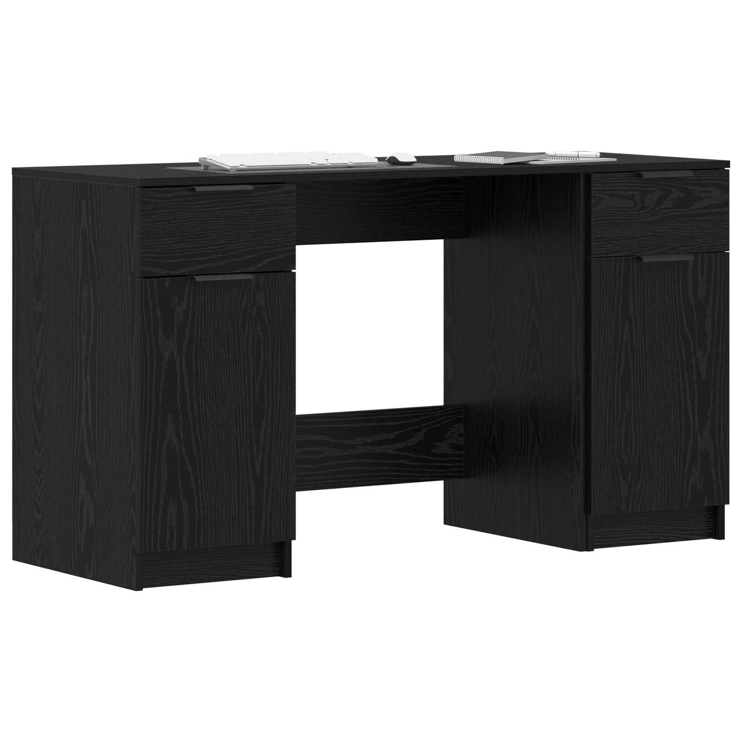 Desk with Drawer Black Oak 133 x 50 x 75 cm Engineered Wood
