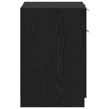 Desk with Drawer Black Oak 133 x 50 x 75 cm Engineered Wood