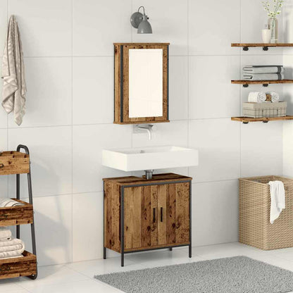 Bathroom Furniture Set with Shelf 2 pcs Brown Engineered wood