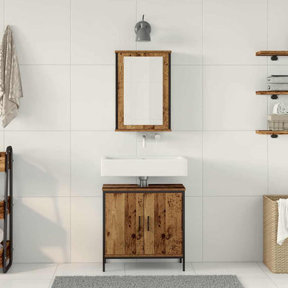 Bathroom Furniture Set with Shelf 2 pcs Brown Engineered wood