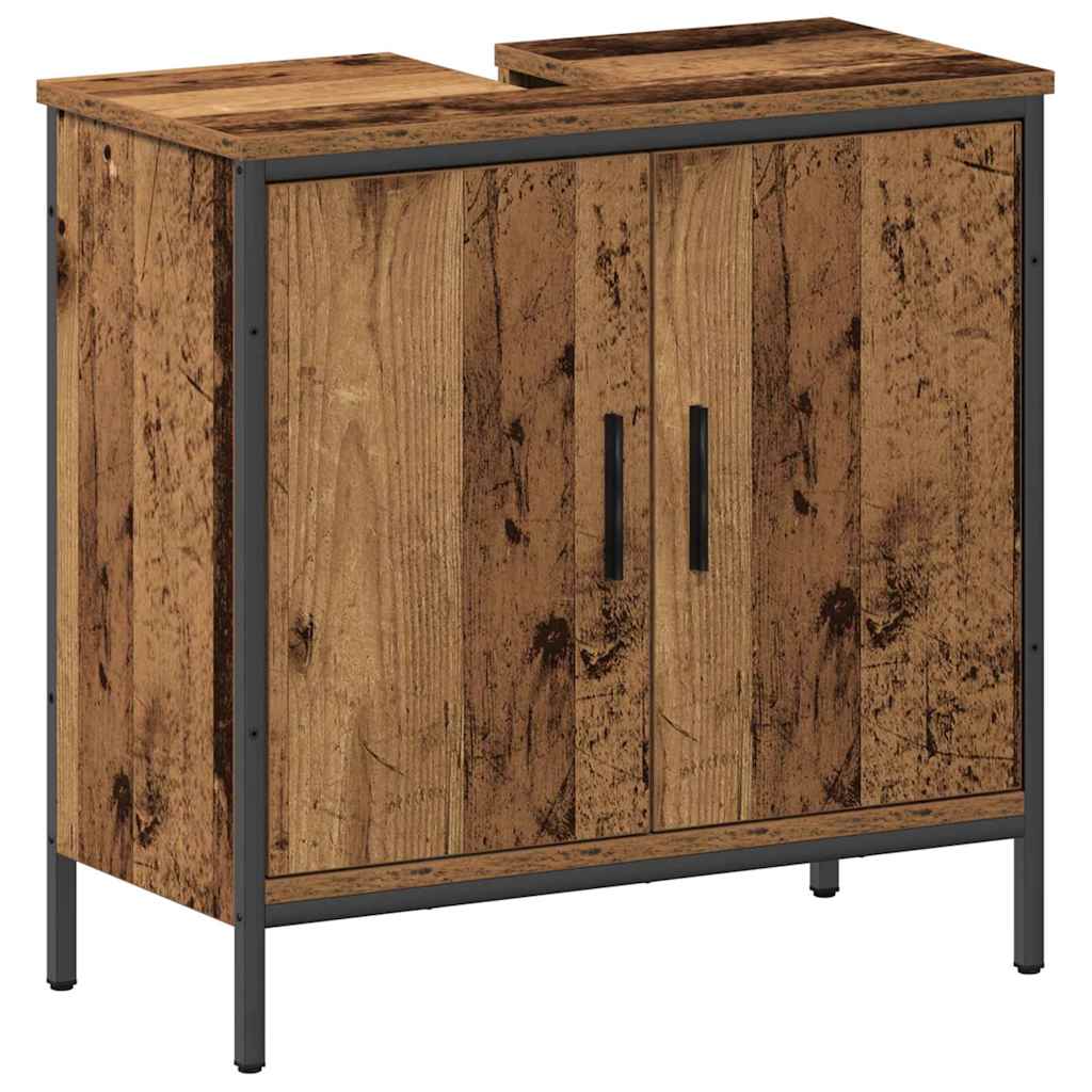 Bathroom Furniture Set with Shelf 2 pcs Brown Engineered wood