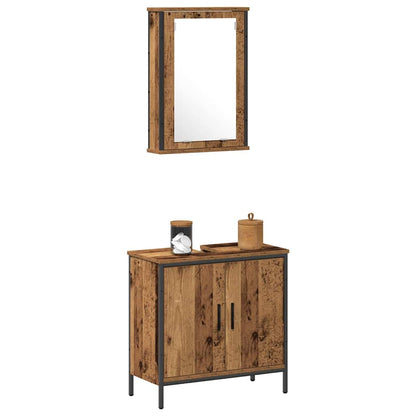 Bathroom Furniture Set with Shelf 2 pcs Brown Engineered wood