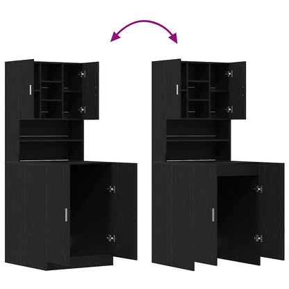 Washing Machine Cabinet 2 pcs Black Oak 70.5 x 71.5 x 181.5 cm