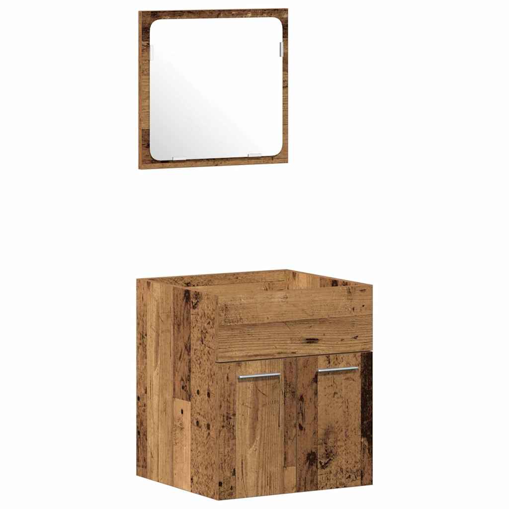 Bathroom Furniture Set 3 pcs Old Wood Engineered Wood