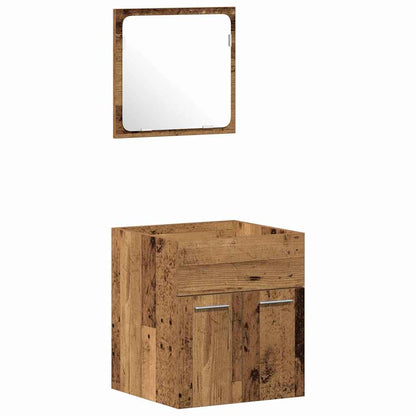 Bathroom Furniture Set 3 pcs Old Wood Engineered Wood