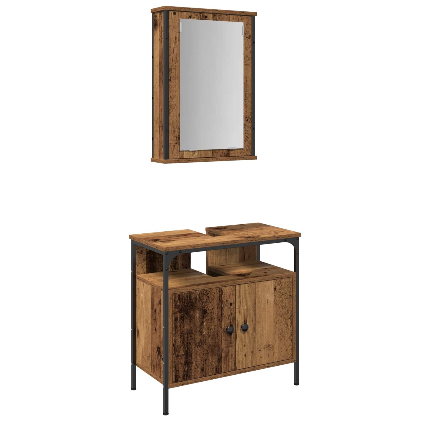 Bathroom Furniture Set with Shelf 2 pcs Brown Engineered wood